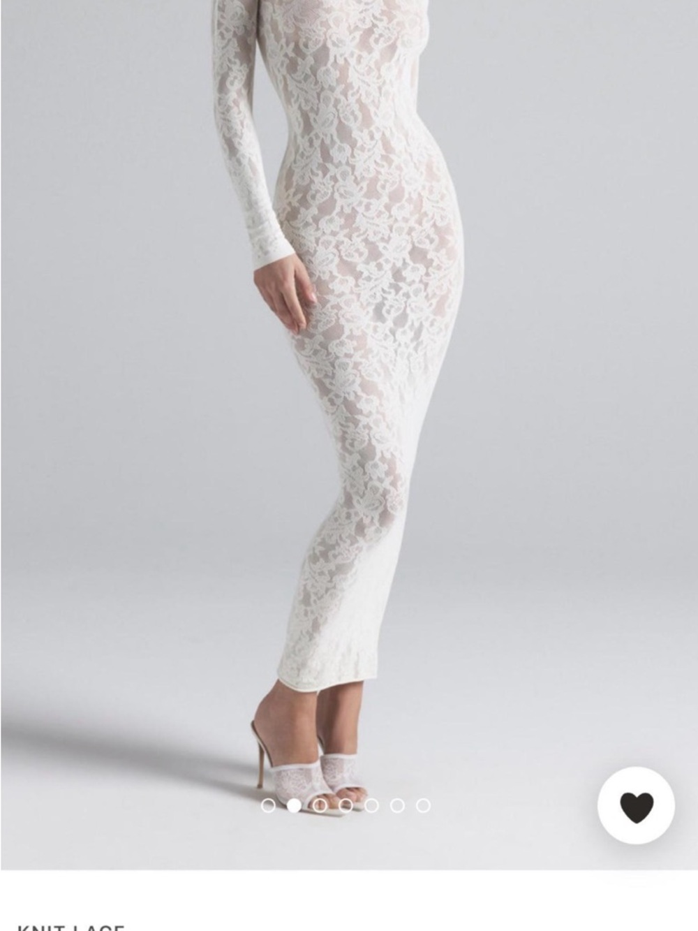 Skims knit lace turtleneck dress. Ivory